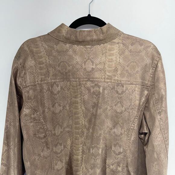 Dressbarn Jacket Womens 1X Bronze Metallic Animal Print Rhinestone Buttons - Picture 6 of 7